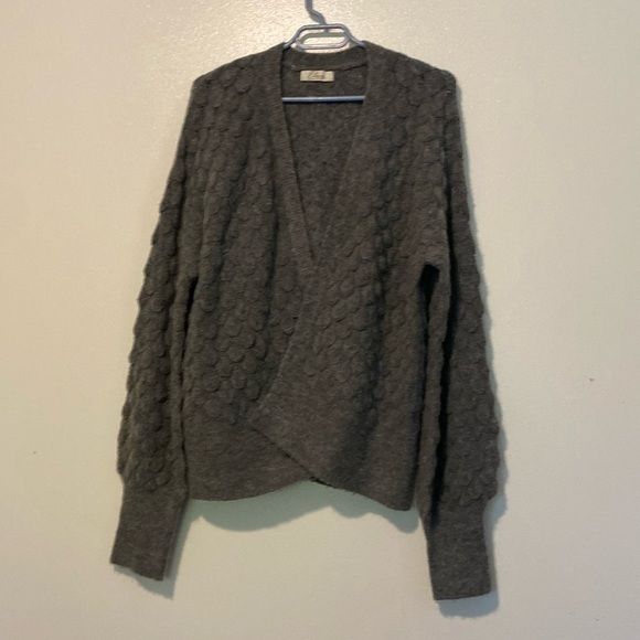 Elan Deep Grey Chunky Knitted Open Cardigan Size Medium